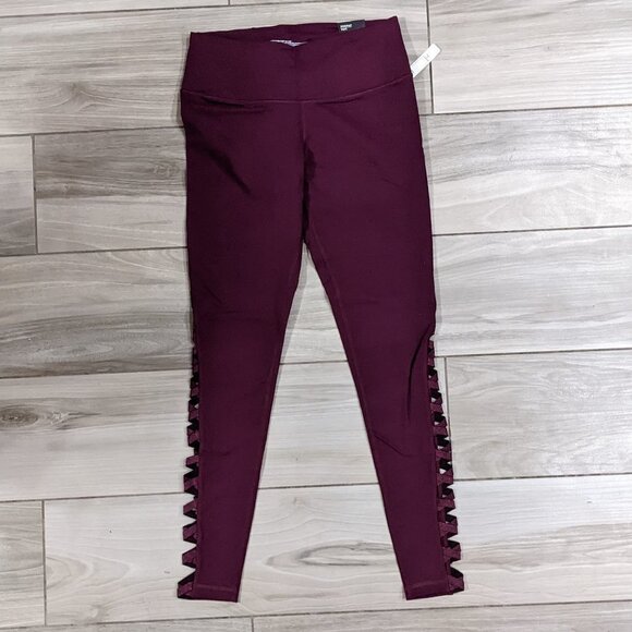 Victoria Secret Sport Knockout Criss Cross Wine Colored Leggings - Picture 1 of 7
